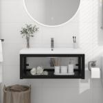 vidaXL Cadru chiuveta de baie pentru perete, negru, 79x38x31 cm, fier GartenMobel Dekor (338495)