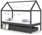 vidaXL Cadru pat copii cu sertare gri închis 90x200 cm lemn masiv pin GartenMobel Dekor (322144)