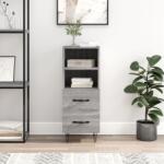 vidaXL Servanta, gri sonoma, 34, 5x34x90 cm, lemn compozit GartenMobel Dekor (828666) Comoda