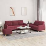 vidaXL Set canapea cu perne, 3 piese, rosu vin, material textil GartenMobel Dekor (3201320) Canapea