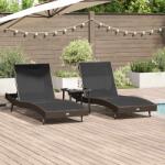 vidaXL Sezlong 3 pcs Maro 197 x 70 x 82 cm poliratan GartenMobel Dekor (3381202)
