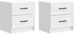 vidaXL Set 2 noptiere albe cu 4 sertare, 43 x 34, 5 x 44, 5 cm, lemn prelucrat (895676)