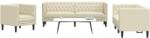 vidaXL Set canapele Chesterfield cu 3 locuri, crem, piele eco. GartenMobel Dekor (3209268) Canapea
