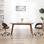 vidaXL Scaun de birou pivotant, gri, lemn curbat si material textil GartenMobel Dekor (287425)