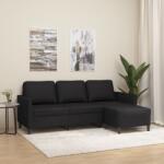 vidaXL Canapea cu 3 locuri si taburet, negru, 180 cm, piele ecologica GartenMobel Dekor (3201122) Canapea