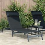 vidaXL Sezlong Negru Otel, Textilena Single Cotiere reglabile GartenMobel Dekor (42010348)