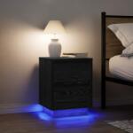 vidaXL Noptiere cu lumini LED 2 buc Negru 38x34x50 cm GartenMobel Dekor (861286)