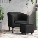 vidaXL Fotoliu tip cuva cu taburet, negru, piele ecologica GartenMobel Dekor (356491)