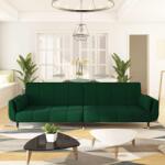 vidaXL Canapea extensibila cu 2 locuri, 2 perne, verde închis, catifea GartenMobel Dekor (337584) Canapea