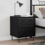 vidaXL Dulap de pat Stejar Negru 40 x 35 x 50 cm Lemn compozit GartenMobel Dekor (8004366)