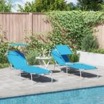 vidaXL Sezlonguri pliabile 2 buc cu copertina Albastru deschis 600D tesatura Oxford GartenMobel Dekor (42003065)