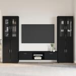 vidaXL Set comoda TV cu sertar cu usa FLORIN 3 pcs Negru Lemn compozit GartenMobel Dekor (3397995)
