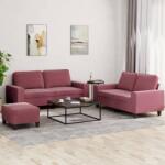 vidaXL Set de canapea, 3 piese, rosu vin, material textil GartenMobel Dekor (3201896) Canapea
