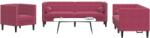 vidaXL Set canapele Chesterfield perne rulou 3 piese rosu vin catifea GartenMobel Dekor (3209285) Canapea