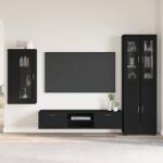vidaXL Set comoda TV cu sertar cu usa FLORIN 3 pcs Negru Lemn compozit GartenMobel Dekor (3397965)