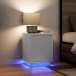 vidaXL Noptiere cu lumini LED 2 buc Alb 38x34x50 cm GartenMobel Dekor (861266)