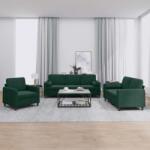 vidaXL Set canapea cu perne, 3 piese, verde închis, catifea GartenMobel Dekor (3201956) Canapea