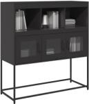 vidaXL Dulap, negru, 100, 5x39x107 cm, otel laminat la rece GartenMobel Dekor (853416) Comoda