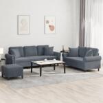 vidaXL Set canapea cu perne, 3 piese, gri închis, catifea GartenMobel Dekor (3202281) Canapea