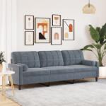 vidaXL Canapea cu 3 locuri cu pernute, gri închis, 210 cm, catifea GartenMobel Dekor (3278240) Canapea