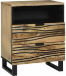 vidaXL Noptiera din lemn, natural, 50 x 33 x 62 cm, cu 2 sertare si raft (4017946)
