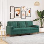 vidaXL Canapea cu 3 locuri cu pernute, verde închis, 180 cm, catifea GartenMobel Dekor (3278231) Canapea