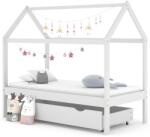 vidaXL Cadru pat de copii cu un sertar, alb, 80x160 cm, lemn masiv pin GartenMobel Dekor (322140)