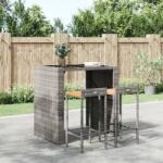vidaXL Scaune de bar, 2 buc, gri, poliratan si lemn masiv de acacia GartenMobel Dekor (362603)