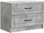 vidaXL Noptiera gri beton cu 2 sertare, 62 x 34, 5 x 44, 5 cm, lemn prelucrat (895698)