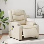 vidaXL Fotoliu electric de masaj rabatabil, crem, piele ecologica GartenMobel Dekor (3206548)