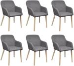 vidaXL Scaune bucatarie 6 buc, gri deschis, textil & lemn stejar masiv GartenMobel Dekor (270573)
