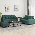 vidaXL Set de canapele cu perne, 3 piese, verde închis, catifea GartenMobel Dekor (3201712) Canapea