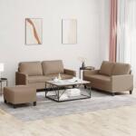 vidaXL Set de canapele cu perne, 3 piese, cappuccino, piele ecologica GartenMobel Dekor (3201417) Canapea