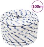 vidaXL Franghie de barca, alb, 12 mm, 100 m, polipropilena GartenMobel Dekor (152301)