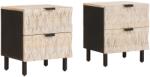 vidaXL Set 2 noptiere albe din lemn masiv de mango, 40 x 33 x 46 cm (4017863)