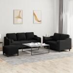 vidaXL Set de canapele cu perne, 3 piese, negru, textil GartenMobel Dekor (3201862) Canapea