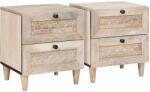 vidaXL Set 2 noptiere bej din lemn masiv de acacia, 40 x 33 x 46 cm (4018115)