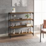 vidaXL Raft de carti stejar fumuriu 100x33x100 cm lemn prelucrat/ otel GartenMobel Dekor (819359) Biblioteca