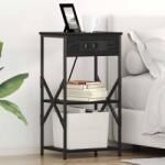 vidaXL Noptiera stejar negru cu statie de incarcare, 41x31x76 cm (859525)