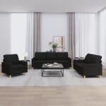 vidaXL Set de canapele cu perne, 3 piese, negru, textil GartenMobel Dekor (3201246) Canapea
