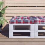 vidaXL Perna de paleti, rosu carouri, 60x60x12 cm, material textil GartenMobel Dekor (360460)