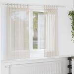 vidaXL Perdele din voile cu tabla 2 buc crem GartenMobel Dekor (4102267)