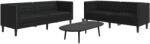 vidaXL Set canapele Chesterfield cu 2 locuri, negru, piele eco. GartenMobel Dekor (3209274) Canapea