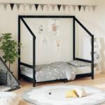 vidaXL Cadru de pat pentru copii, negru, 80x160 cm, lemn masiv de pin GartenMobel Dekor (835711)