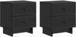 vidaXL Set 2 noptiere negre din lemn prelucrat, 43x34, 5x47, 5 cm, 2 sertare (893838)