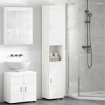 vidaXL Set dulap baie TULUM Alb 37 x 31, 5 x 203 cm Lemn compozit GartenMobel Dekor (880351)