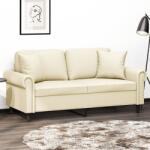 vidaXL Canapea cu 2 locuri cu pernute, crem, 140 cm, piele ecologica GartenMobel Dekor (3200931) Canapea