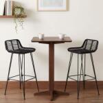 vidaXL Scaun de bar 2 pcs Negru 44 x 46 x 91 cm Rattan si otel GartenMobel Dekor (42033205)