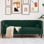 vidaXL Canapea Chesterfield cu pernute/2 locuri, verde închis, catifea GartenMobel Dekor (372685) Canapea
