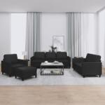 vidaXL Set de canapele cu perne, 4 piese, negru, piele ecologica GartenMobel Dekor (3201745) Canapea